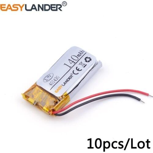 10pcs/Lot 3.7v lithium Li ion polymer rechargeable battery 401430 140mAh ForBluetooth cell batteries selling MP3MP4 041430