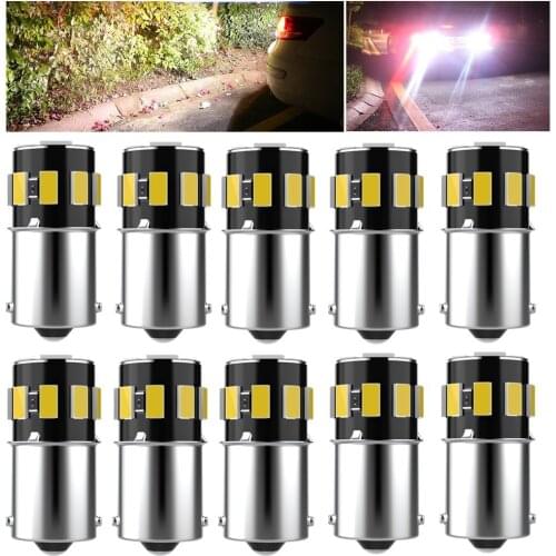 10pcs New 1156 BA15s 7506 P21W R10W R5W LED Car Turn Signal Brake Light Tail Lamp Auto Rear Reverse Bulb Daytime Running Light