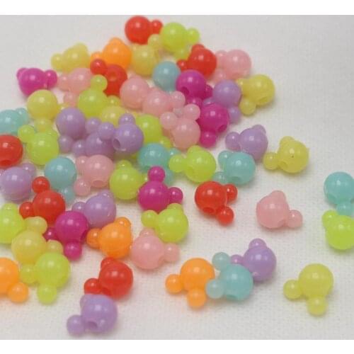150pcs Mixed Jelly Color Acrylic Mouse Face Beads 12mm Jewelry Making