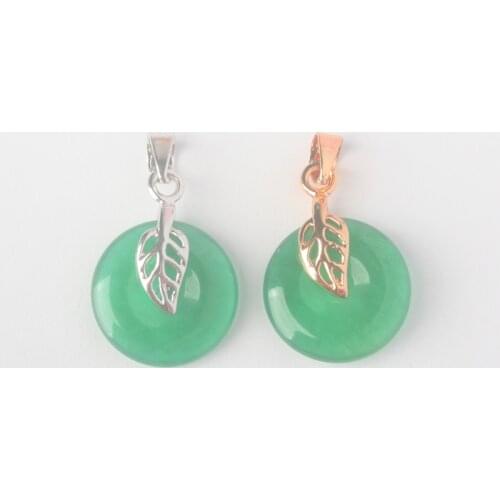 15x15MM Lovely New jades donut Leaves pendant 1PCS Best Gift