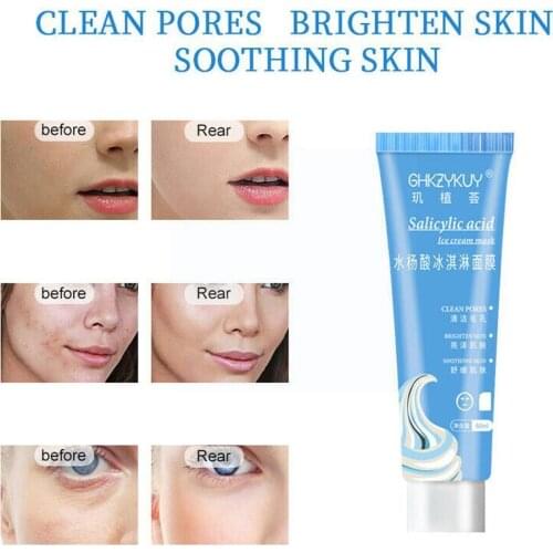 2PCS Hyaluronic Salicylic Acid Ice Cream Acne Remover Care Treatment Pores Nourishing Whitening Moisturizing Shrink Skin Fa F5S0