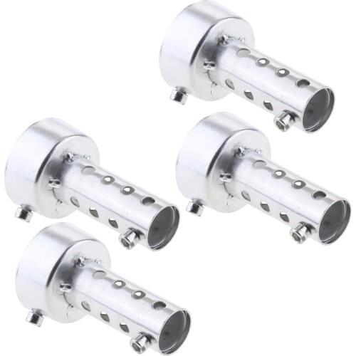 4 Pack 48mm Universal Motorcycle Exhaust End Silencer Straight DB Killer Noise Reducer -Silver