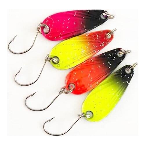 40PCS/Lot Mix Colors 3cm 2.7g Colorful Trout Lure Fishing Spoon Bait Single Hook Metal Fishing Lure Fishing Tackle