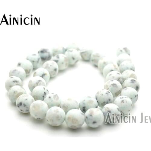 5pcs Light Blue Matter Round Snow Beads 10mm Natural Semi-precious Stone For Fashion Jewelry Making Materials