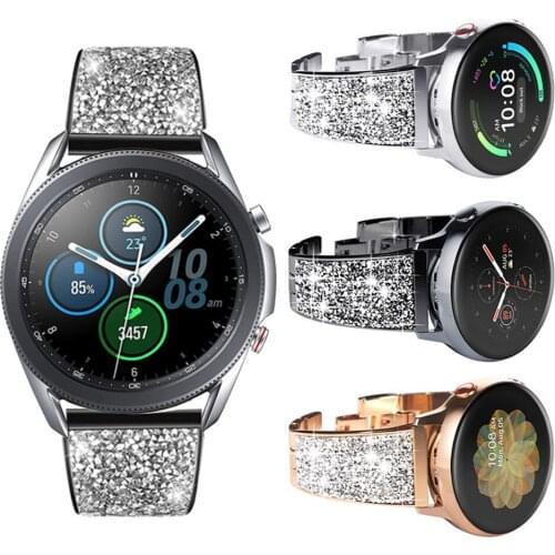 Diamond Strap for Samsung Galaxy Watch 3 41mm 45mm Band Bracelet S3 S2 42mm 46mm Active 2 Gear Sport 20mm 22mm Womens Wristband