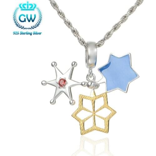 Pulseras De Zirconia Sterling Silver 925 Star Charms Pendants Fit European Brand Bracelets Brand Gw Jewellery S221-30