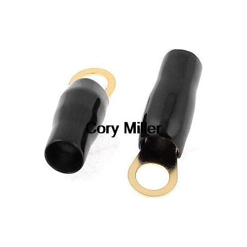 Black PVC Insulating Sleeve Ring Terminals Cable Lug 2GA