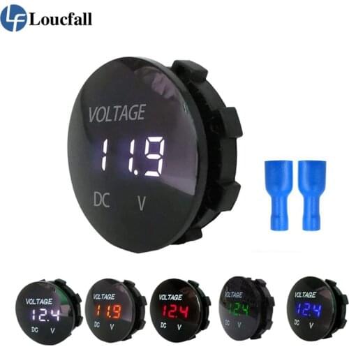 DC5V-48V Mini Round Waterproof Motorboat Motorcycle LED Panel Digital Voltmeter Tester Monitor Display Voltmeter NEW