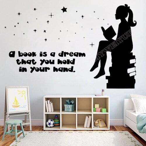 Book Kids Books Wall Decal Quote A Book Is A Dream Reading Room Book Shop Library Wall Sticker Vinyl Kids Room Decor Mural Z848