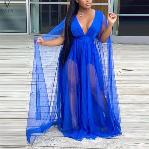 VAZN 2021 Autumn High--end Chiffon Holiday Long Dress Solid Full Sleeve Elegant Young Fresh Elegant High Waist Women Maxi Dress