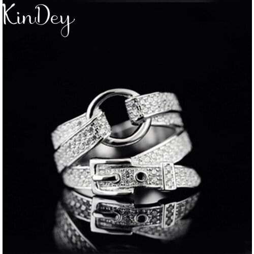 Hot Sale New Charming Crystal Belt Finger Rings For Women Female Big Large Retro Vintage Rings Gothic Jewelry