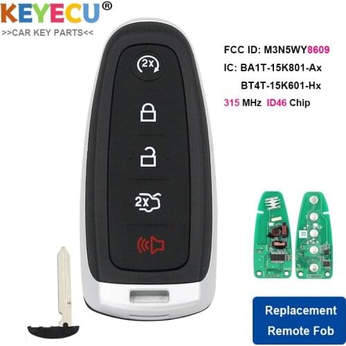 KEYECU Smart Remote Car Key for Ford C-max Edge Escape Explore Expedition Flex Focus Taurus 2011-2018, 5B - 315MHz - M3N5WY8609