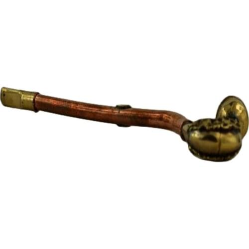Collectibles China Old Decorated Pure Handwork Copper tobacco pipe Collectible Copper