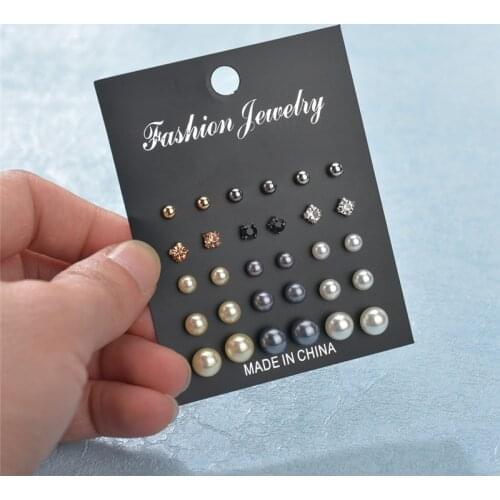 15 Pairs/Set Womens Earrings Set Stud Earrings For Women Bohemian Fashion Jewelry Vintage Geometric Crystal Pearl Earrings