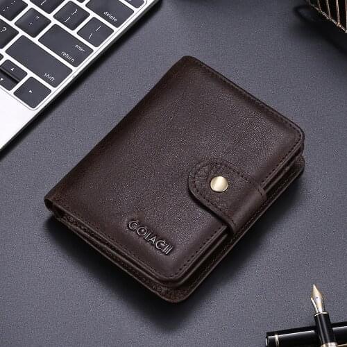 RFID Blocking Genuine Leather Mens Wallet with Coin Pocket Designer Wallet Luxury Brand Men Bussiness Top Quality