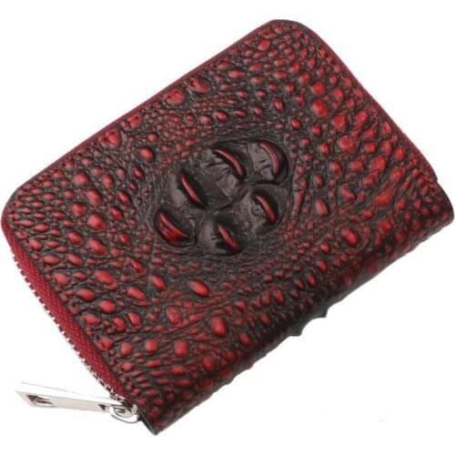 RFID Genuine Leather Wallets Women New Luxury Brand Designer High Quality Card Holder Crocodile Pattern Wallet With Zipper