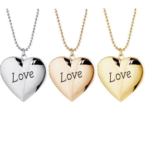LOVE Floating Locket Necklaces Open Heart Pendant for Woman Girl Family Charms Anniversary Jewelry Gift