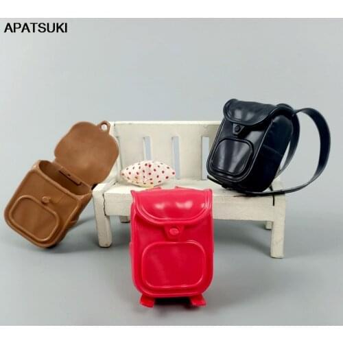Fashion Leather School Bag Backpack For Blyth Doll Knapsack Packsack For Barbie Dolls DIY 1/6 Doll Accessories Mini Coin Bag
