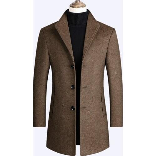Men Wool Blends Coats Autumn Winter New Solid Color High Quality Mens Wool Coats Luxurious Wool Blends Coat Male