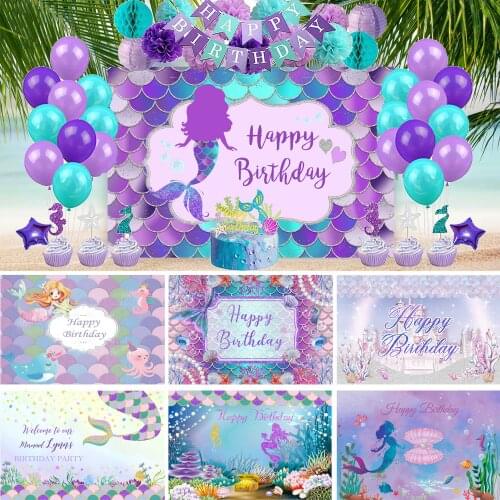 NeoBack Little Mermaid Princess Under Sea Bed Castle Corals Photography Backdrop Baby Shower Birthday Party Photo Background