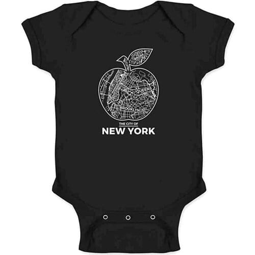 Nobranded Funny New York City Love Retro Big Apple Infant Baby Boy Girl Bodysuit Summer Novelty Cute Tops