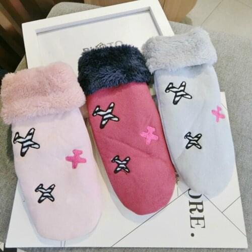 New arrive Korean version thickening velvet warmth with autumn and winter women gray pink wine red gloves mittens