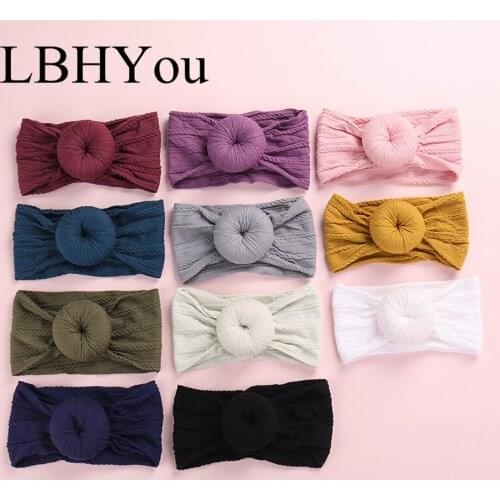 11pcs New Knot Bows Nylon Headbands,Wide Bow Turban Headbands,Baby Girls Round Knot Cable Knitted Head Wraps Hair Accessories