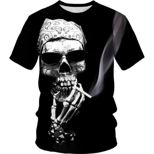 New Mens Skull T-shirt Brand 3D Printing Skull 3D T-shirt Mens Tops Hip Hop Skull Punisher T-shirt Direct Sales