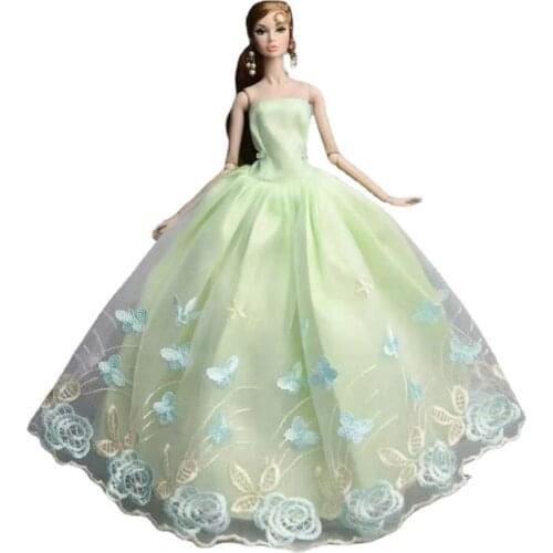 11.5" Doll Dress for Barbie Clothes Green Floral Butterfly Lace Wedding Dresses Outfits Party Gown 1/6 BJD Dolls Accessories Toy