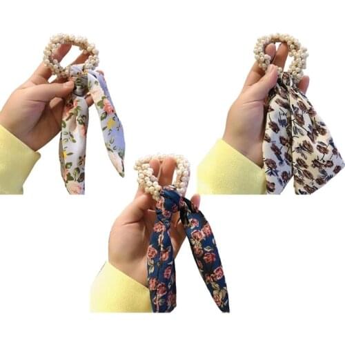 Pearl Scrunchies Beads Hair Ties Chic Flowing Streamers Hairdress Easy to Wear Good Elasticity Prevalent Party Hairpiece C1FE