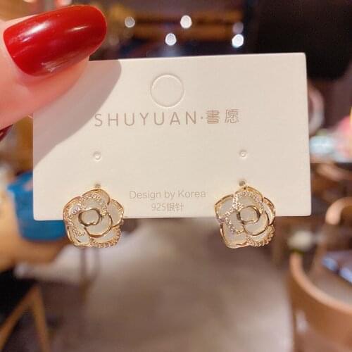 Earrings 2020 new vintage 925 silver needles South Korean temperament super immortal rose hollow out versatile ear nail earrings