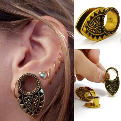 1Piece New Desgin Tribal Gold Den Ear Weight Ear Plug Tunnel Ear Expander Gauge Piercing Ear Stretcher Body Piercing Jewelry