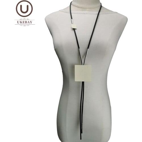 UKEBAY New Long Statement Necklaces Women Pendant Necklace Rubber Jewelry Handmade Clothes Chain Big Jewellery Festival Gift