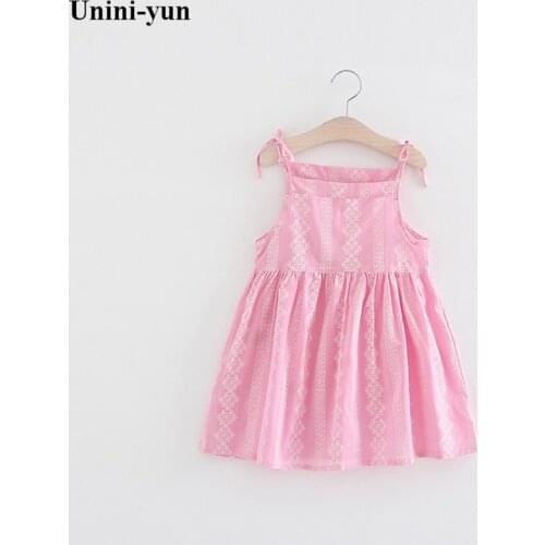 Unini-yun 2017 new Cute Baby Girl Dress summer Cotton Dot Striped Slip Dress pear flower Children Kids Clothing 6m-12t dress