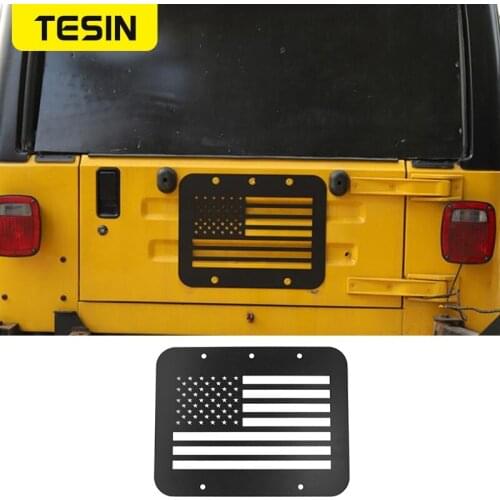 TESIN Spare Tire Carrier Delete Filler Plate Tailgate Tramp Stamp for Jeep Wrangler TJ 1997-2006 Black Car Exterior Accessories