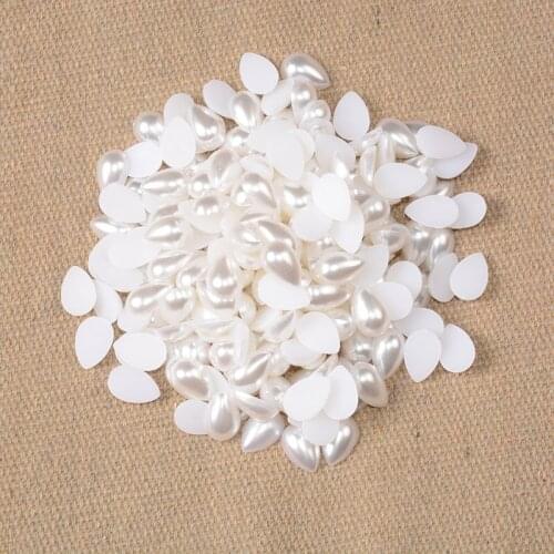 100pcs 6x10mm Ivory Pearls Nail Arts Resin Water Drop Flatbacks Cabochons Scrapbooking Embellishments Cardmaking