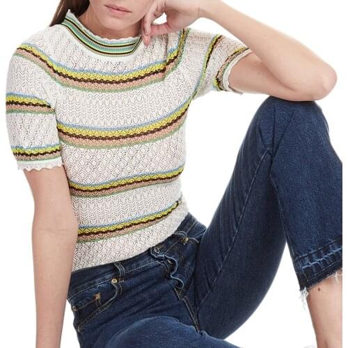 Patads French womens s s spring and summer ladys cut out jacket with lace collar jewel s2450e