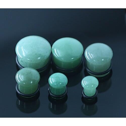 1 Pcs Green Aventurine Round Natural Ear Studs Expander Stretchers Plugs Tunnels Earring Piercing Sexy Body Jewelry Accessories