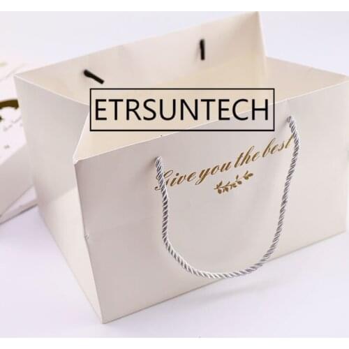 100pcs White Kraft Paper Gift Bag With Handle Festival Bags Wedding Birthday Party Gift Package Wrapping Supplies