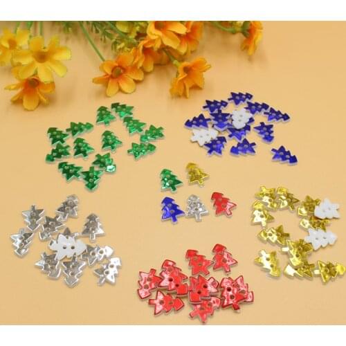 100pcs/lot Nylon Randomly mixed color Christmas tree Shaped Sewing Buttons Children Accessories