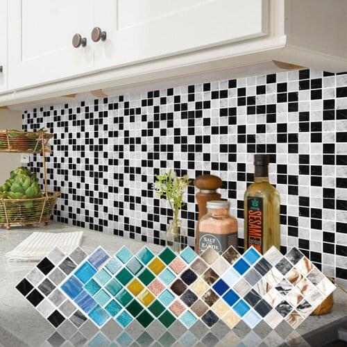 15Pcs Crystal Mosaic Oilproof Waterproof Kicthen Wall Stickers Self Adhesive Bathroom Floor Tiles Stickers Home Wall Decor