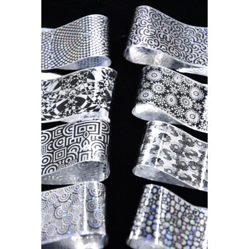 16 Rolls Holographic Laser Nail Foil 4*120cm /roll 16 Styles Geometric Flower Transfer Sticker Decal Manicure Holo Nail Foil