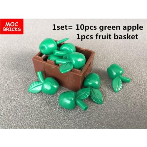 2 sets/lot MOC Bricks Food & Drink Fruit Set Banana Cherry Apple with basket Educational Building Blocks DIY Toys kids gifts
