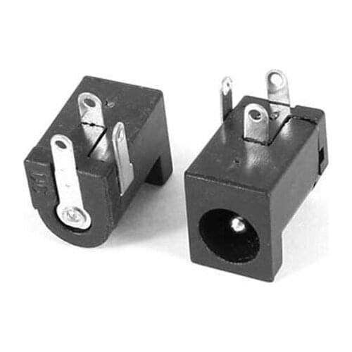 2Pcs Plastic DC Power Jack Socket Solder Female Coupler Black 5.5mm x 2.1mm