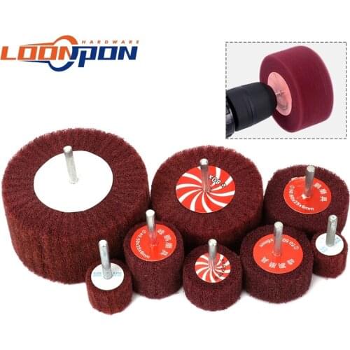 20mm-100mm Non-woven Flap Sanding Wheel Fiber Abrasive Scouring Pad Polishing Grinding Wheel For Metal Cleaning 320Grit 2-20Pcs