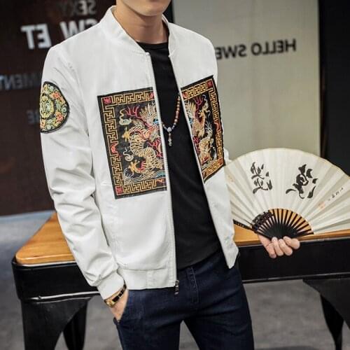 2020 Spring Autumn Embroidery Loose Coat Bomber Men Floral Jacket Club Outfit Jaqueta Masculina Big Size 5xl