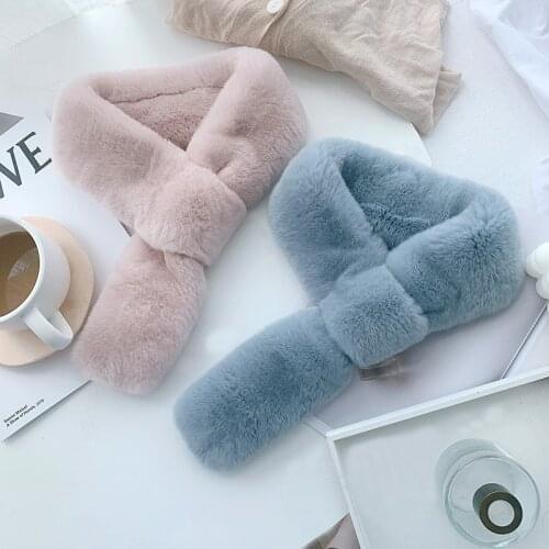 2020 Real Genuine Rex Rabbit Fur Scarf Double-Face Winter Warm Rex Rabbit Fur Scarves Women Rex Rabbit Fur Wrap Shawl Rings