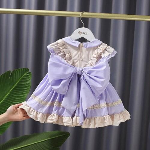 2021 summer sleeveless Bow lace dress Spanish girl Lolita princess dress children Birthday party prom clothing Baby girl outfit