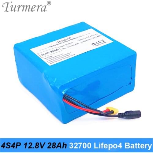 32700 Lifepo4 Battery 12.8V 28Ah 4S4P with 4S 40A BMS Balanced for Car and Electric Boat Uninterrupted Power Supply 12V Turmera