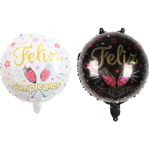 5 pcs 18 Inch Spanish Happy Birthday Decoration Hydrogen Balloon Wine Cup Celebrate Birthday Friendship Aluminum Foil Balloon